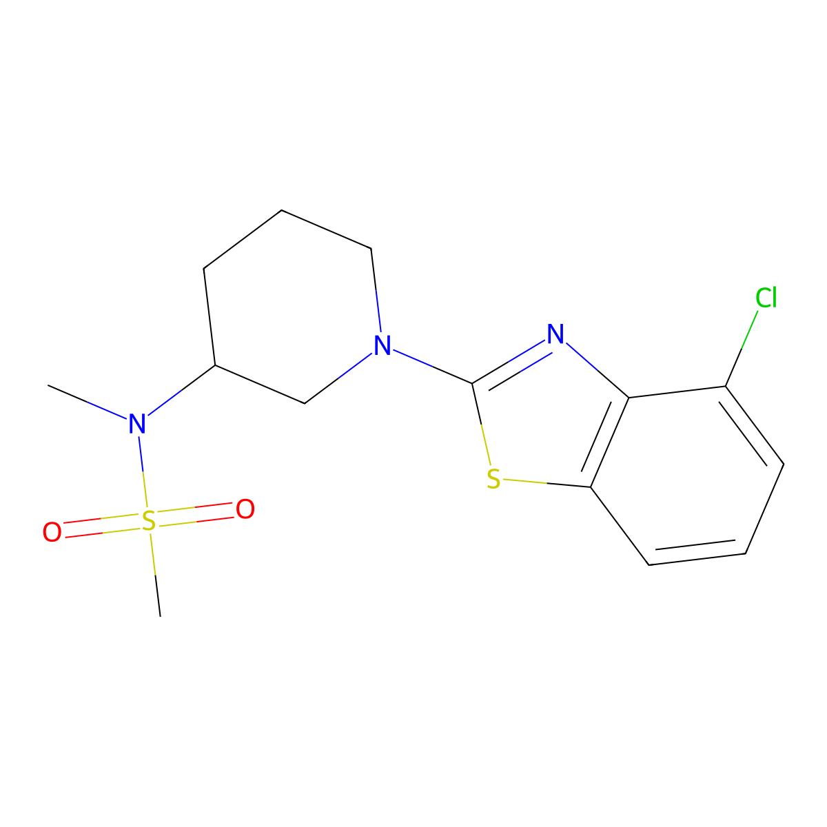 N-[1-(4-chloro-1,3-benzothiazol-2-yl)piperidin-3-yl]-N-methylmethanesulfonamide molecular structure, CAS 2877628-71-0