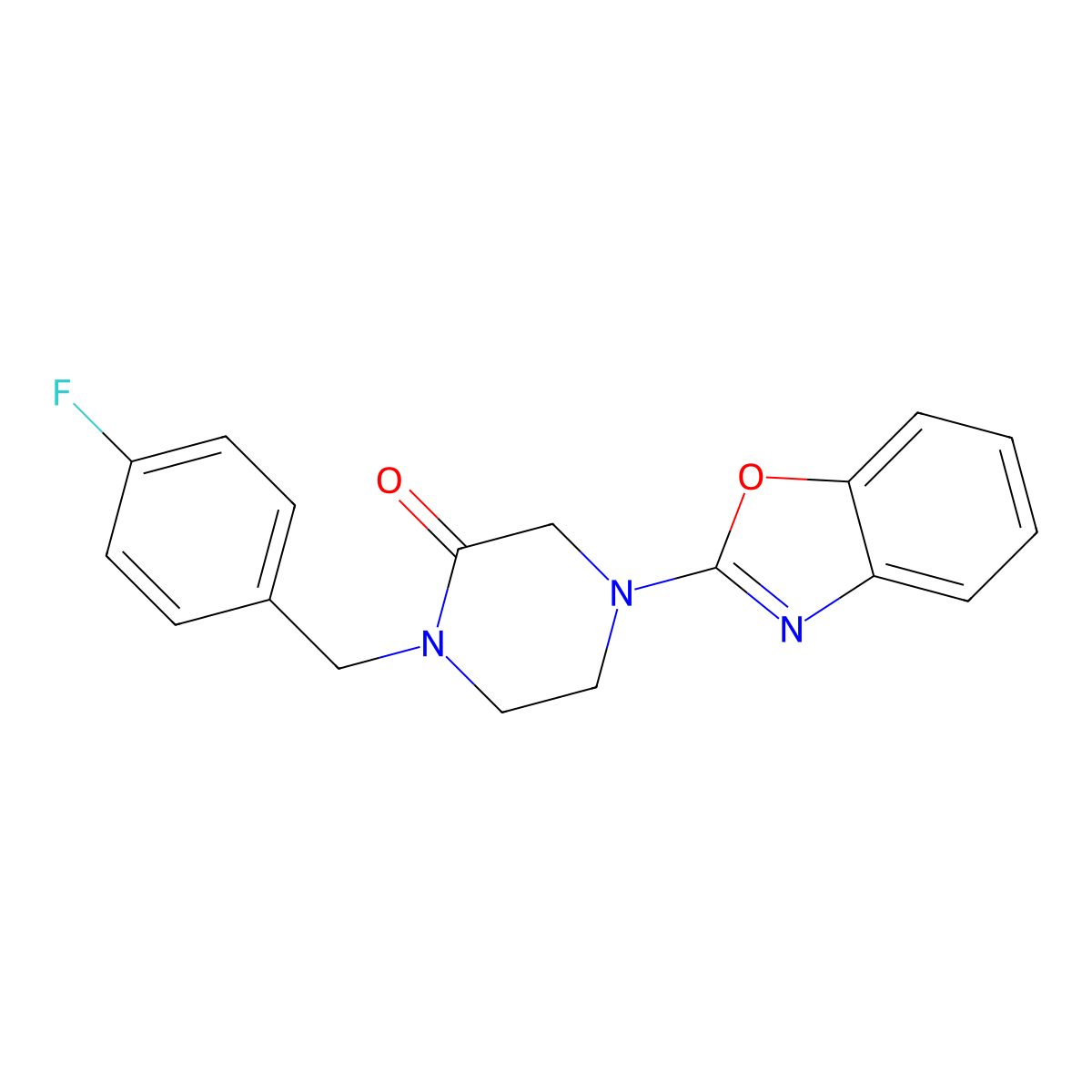 4-(1,3-Benzoxazol-2-yl)-1-[(4-fluorophenyl)methyl]piperazin-2-one molecular structure, CAS 2877628-75-4
