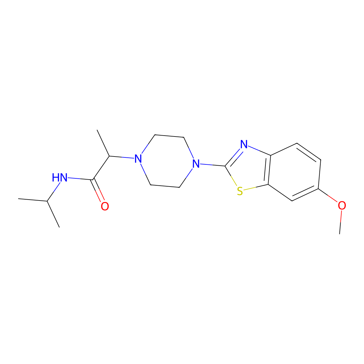 2-[4-(6-methoxy-1,3-benzothiazol-2-yl)piperazin-1-yl]-N-(propan-2-yl)propanamide molecular structure, CAS 2877628-77-6