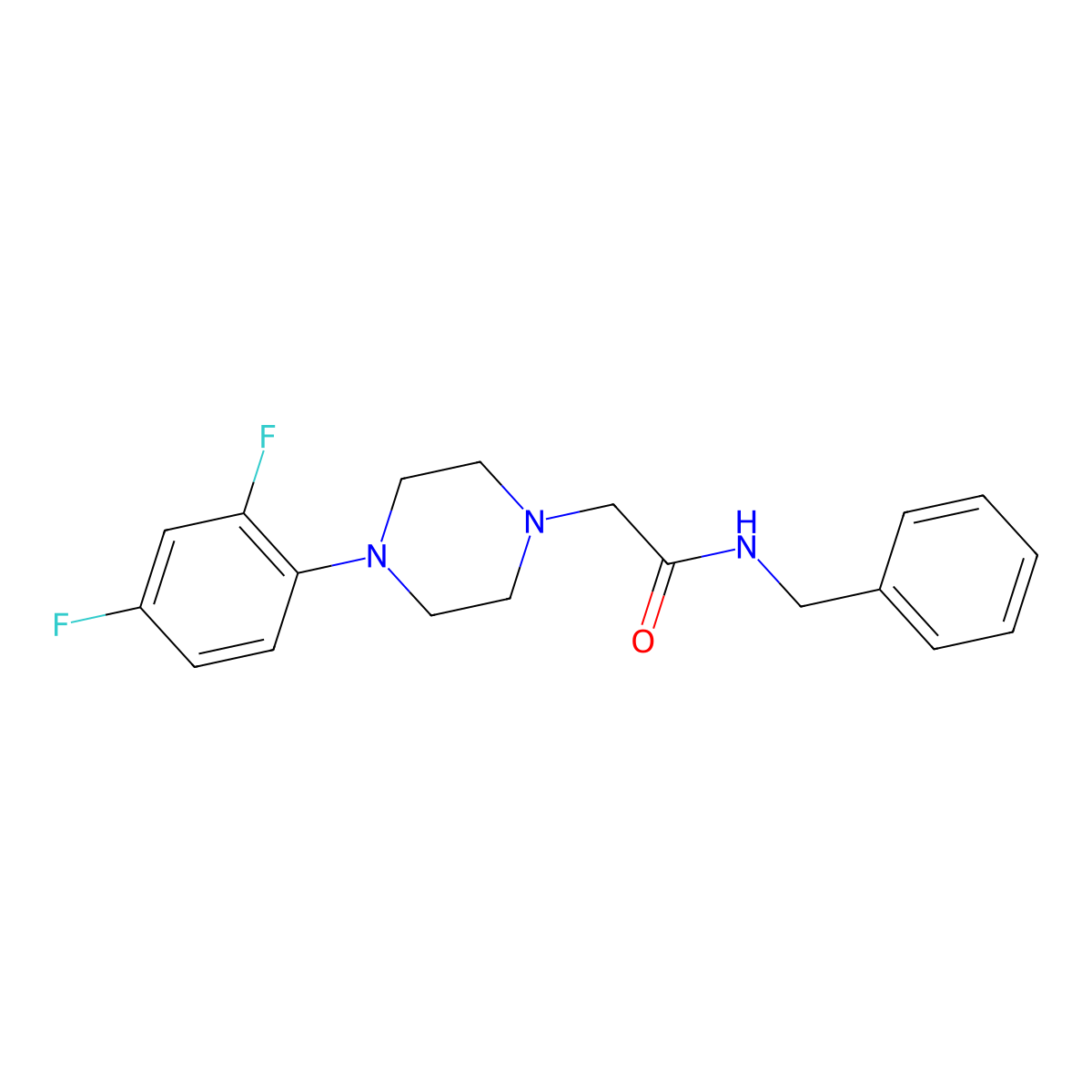 N-benzyl-2-[4-(2,4-difluorophenyl)piperazin-1-yl]acetamide molecular structure, CAS 2877628-78-7