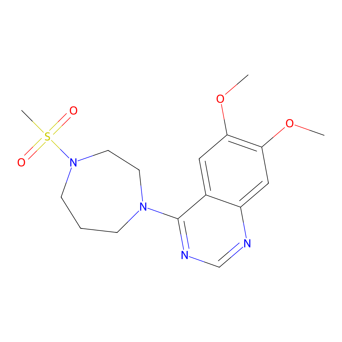 4-(4-Methanesulfonyl-1,4-diazepan-1-yl)-6,7-dimethoxyquinazoline molecular structure, CAS 2877628-86-7