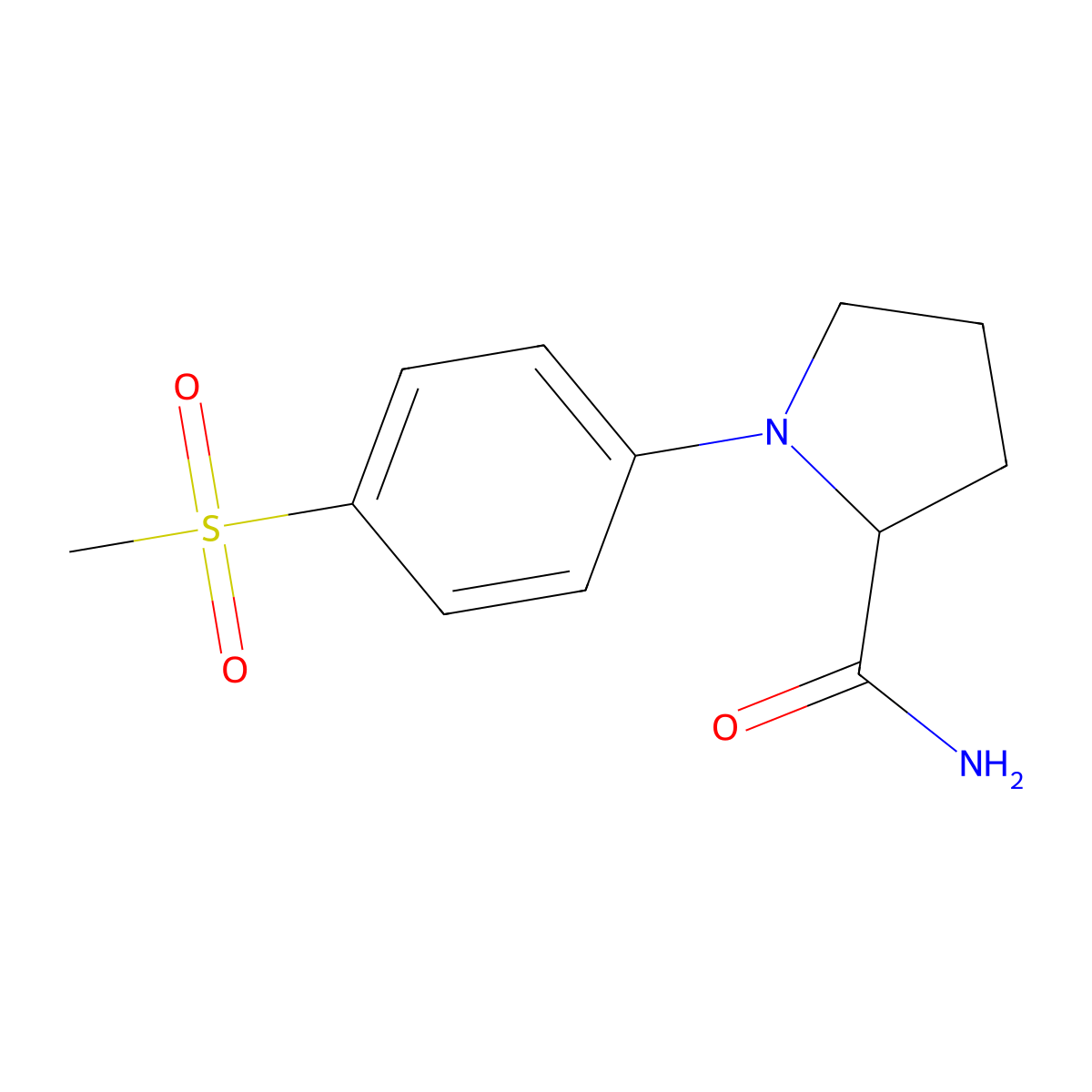 1-(4-Methanesulfonylphenyl)pyrrolidine-2-carboxamide molecular structure, CAS 2877628-87-8