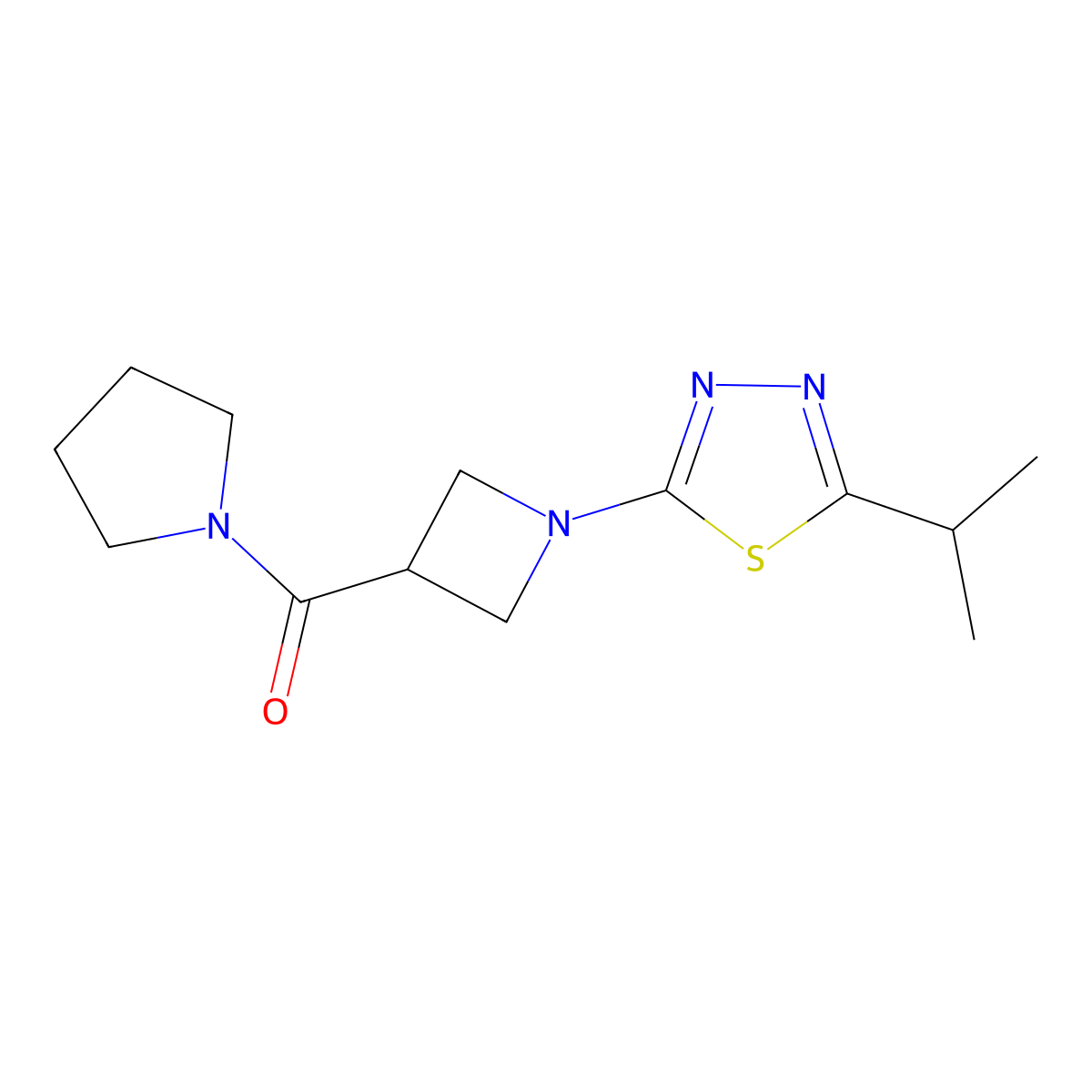 2-(Propan-2-yl)-5-[3-(pyrrolidine-1-carbonyl)azetidin-1-yl]-1,3,4-thiadiazole molecular structure, CAS 2877628-94-7