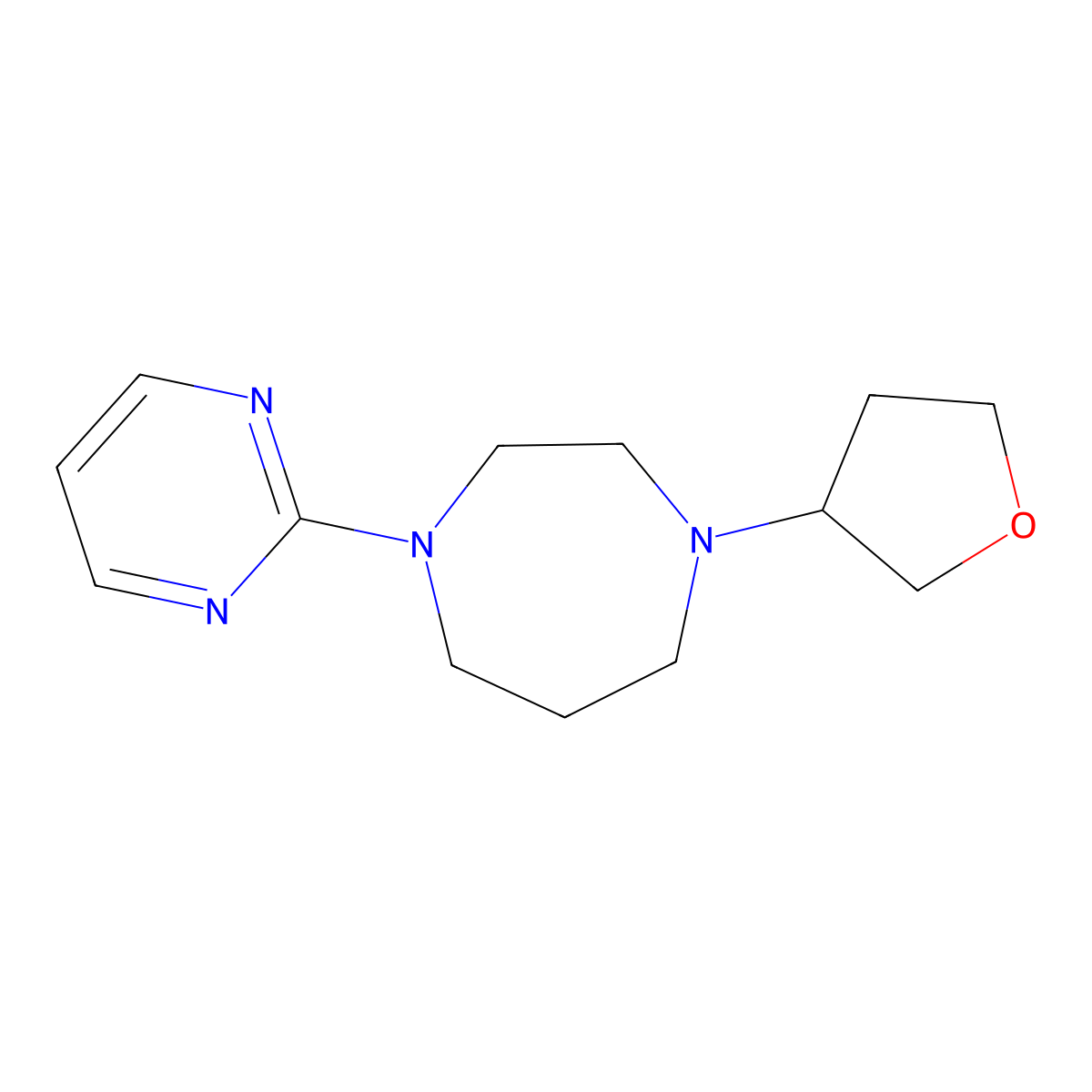 1-(Oxolan-3-yl)-4-(pyrimidin-2-yl)-1,4-diazepane molecular structure, CAS 2877629-04-2
