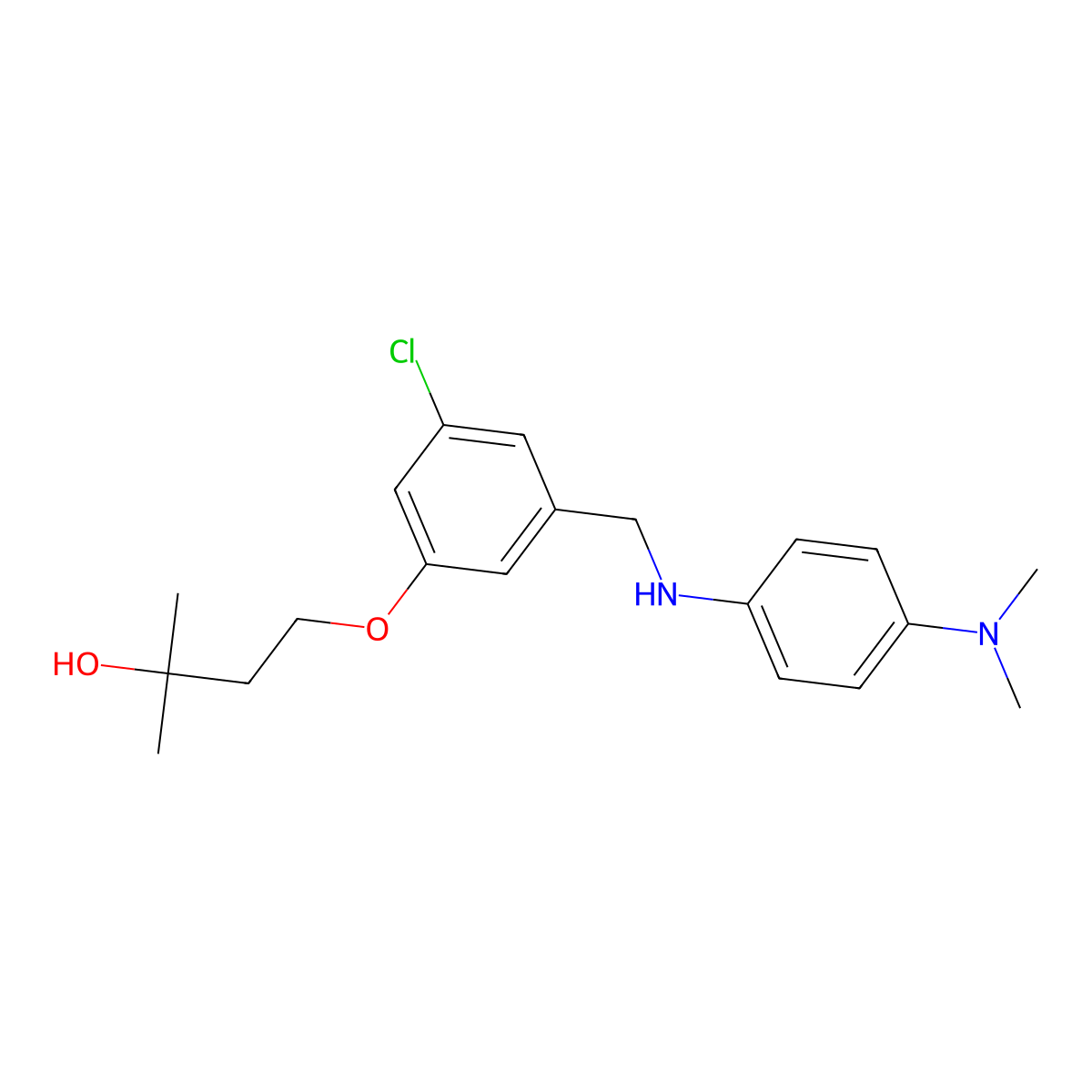 4-[3-Chloro-5-({[4-(dimethylamino)phenyl]amino}methyl)phenoxy]-2-methylbutan-2-ol molecular structure, CAS 2877629-06-4