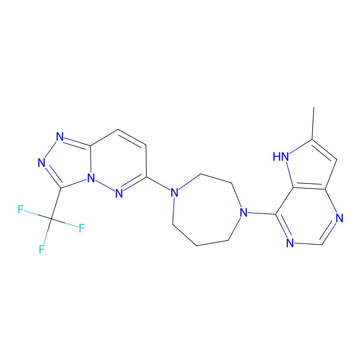 1-{6-methyl-5H-pyrrolo[3,2-d]pyrimidin-4-yl}-4-[3-(trifluoromethyl)-[1,2,4]triazolo[4,3-b]pyridazin-6-yl]-1,4-diazepane molecular structure, CAS 2877629-07-5