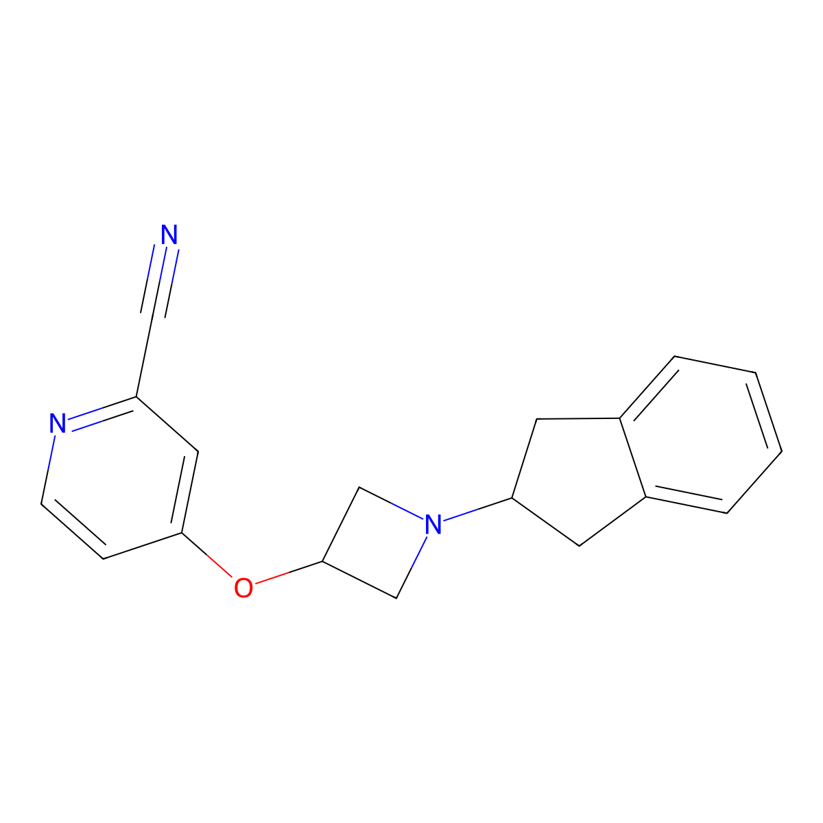 4-{[1-(2,3-dihydro-1H-inden-2-yl)azetidin-3-yl]oxy}pyridine-2-carbonitrile molecular structure, CAS 2877629-10-0