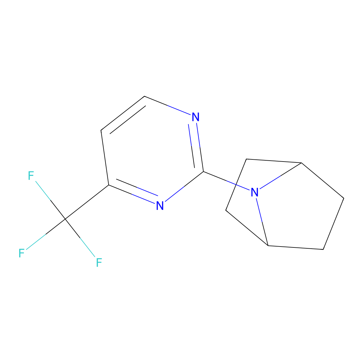 7-[4-(Trifluoromethyl)pyrimidin-2-yl]-7-azabicyclo[2.2.1]heptane molecular structure, CAS 2877629-15-5