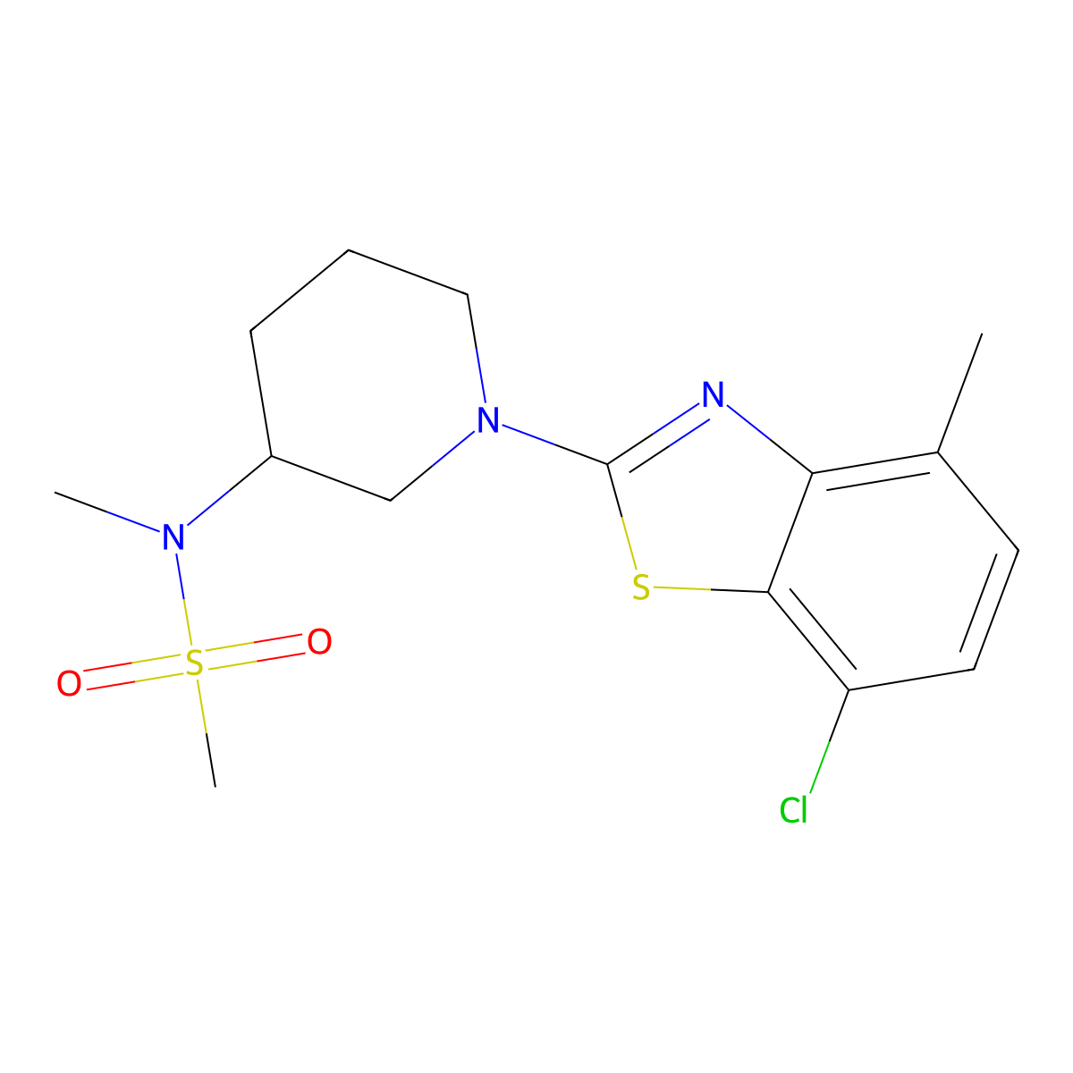 N-[1-(7-chloro-4-methyl-1,3-benzothiazol-2-yl)piperidin-3-yl]-N-methylmethanesulfonamide molecular structure, CAS 2877629-19-9