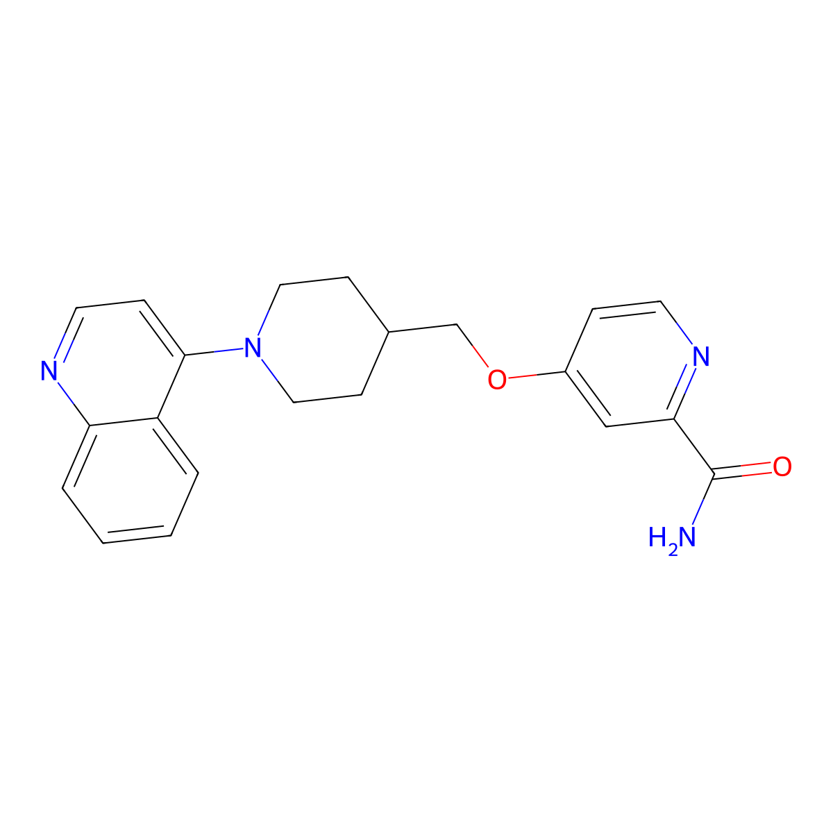 4-{[1-(Quinolin-4-yl)piperidin-4-yl]methoxy}pyridine-2-carboxamide molecular structure, CAS 2877629-23-5