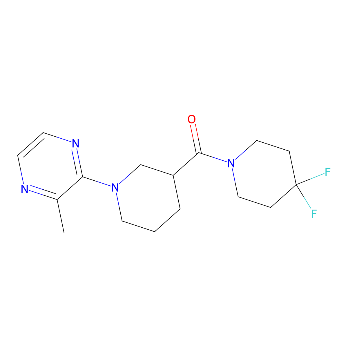 2-[3-(4,4-Difluoropiperidine-1-carbonyl)piperidin-1-yl]-3-methylpyrazine molecular structure, CAS 2877629-31-5