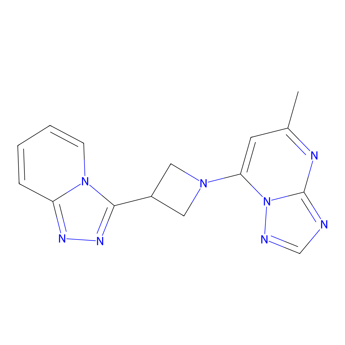 1-{5-Methyl-[1,2,4]triazolo[1,5-a]pyrimidin-7-yl}-3-{[1,2,4]triazolo[4,3-a]pyridin-3-yl}azetidine molecular structure, CAS 2877629-32-6