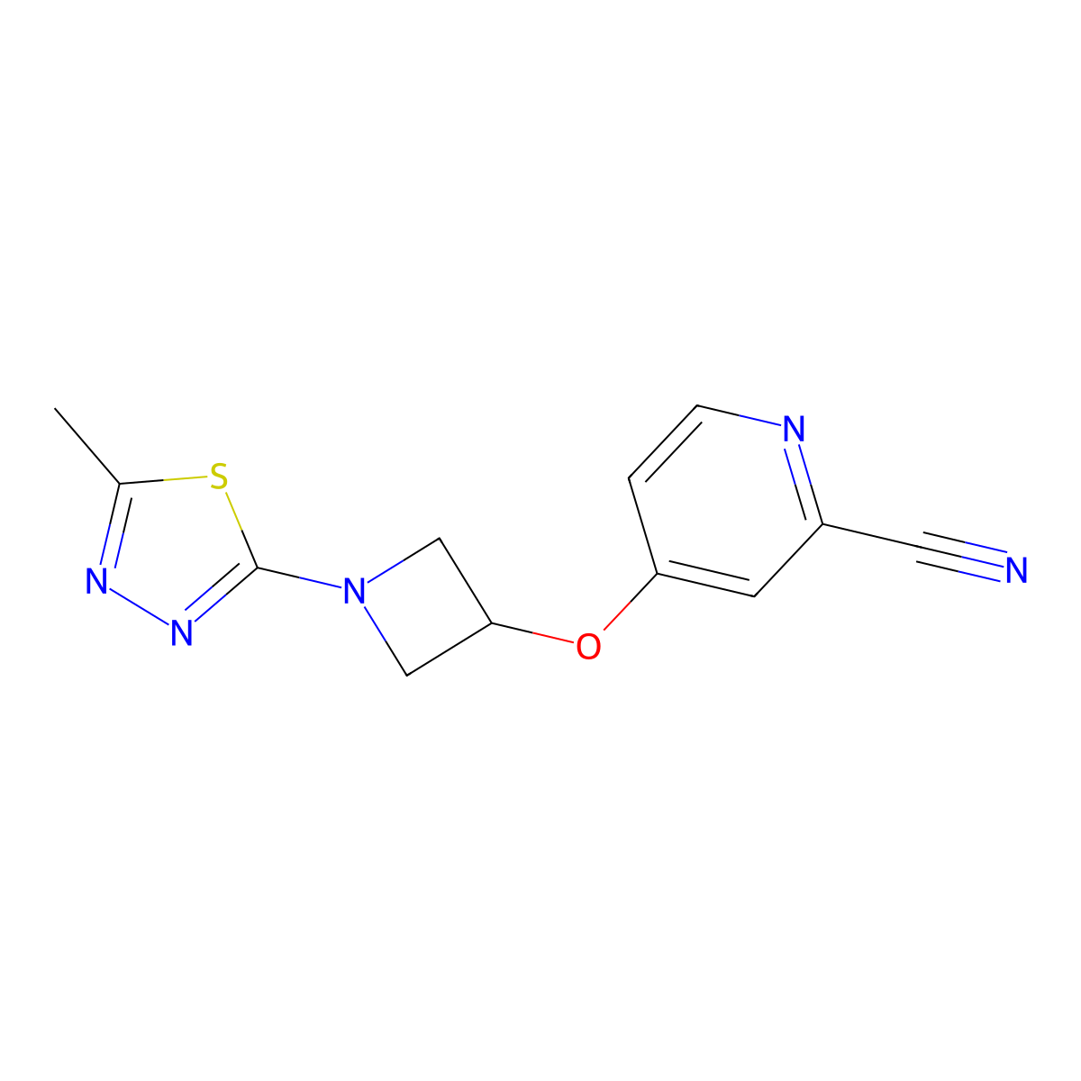 4-{[1-(5-Methyl-1,3,4-thiadiazol-2-yl)azetidin-3-yl]oxy}pyridine-2-carbonitrile molecular structure, CAS 2877629-34-8