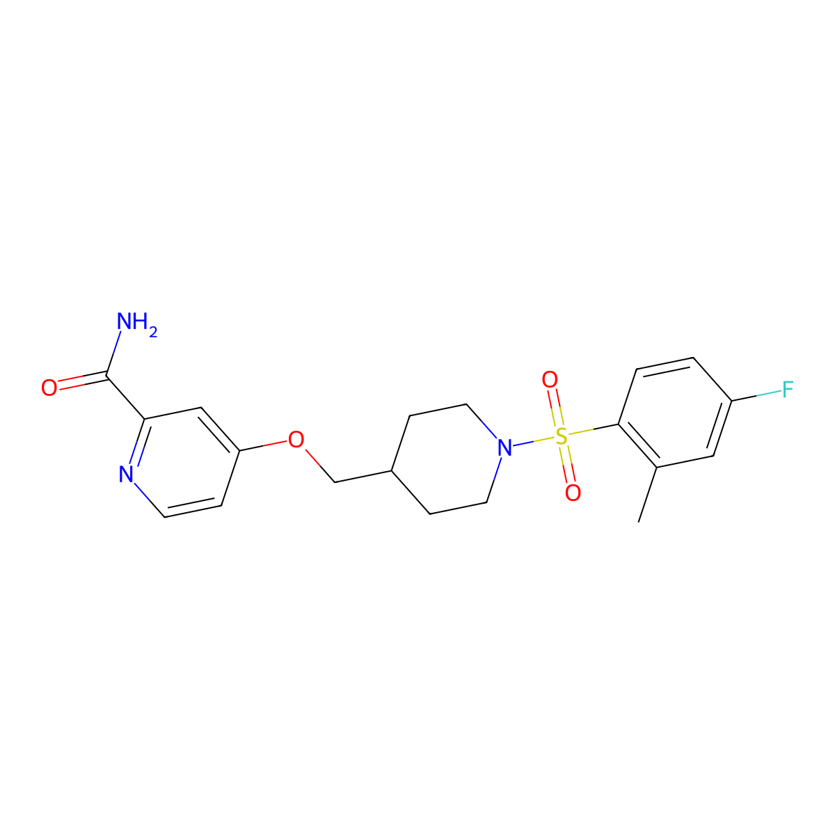 4-{[1-(4-Fluoro-2-methylbenzenesulfonyl)piperidin-4-yl]methoxy}pyridine-2-carboxamide molecular structure, CAS 2877629-42-8