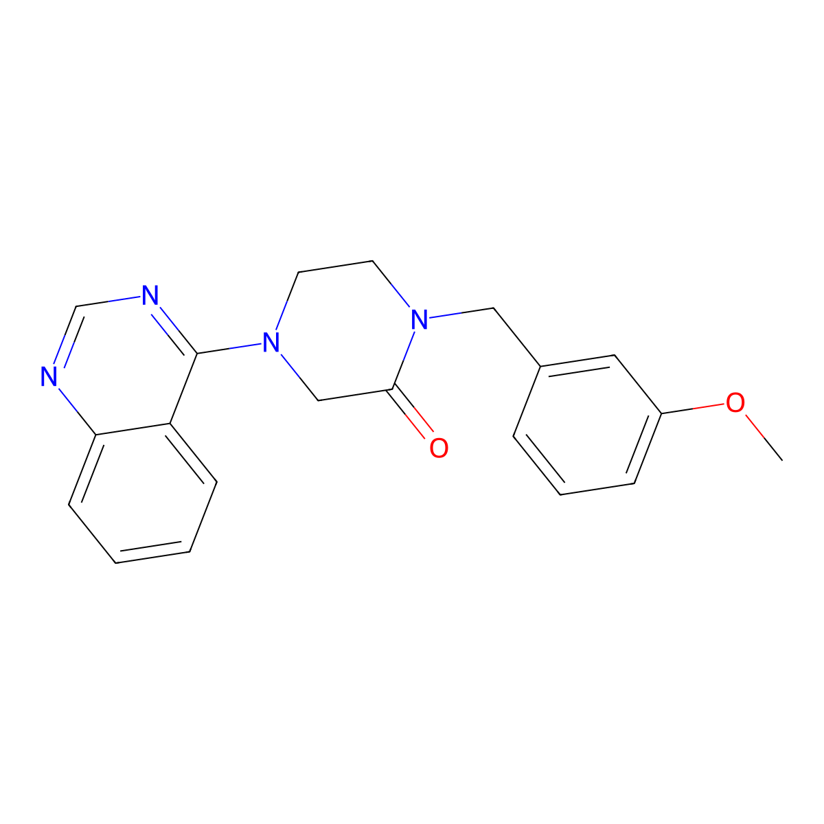 1-[(3-Methoxyphenyl)methyl]-4-quinazolin-4-ylpiperazin-2-one molecular structure, CAS 2877629-53-1