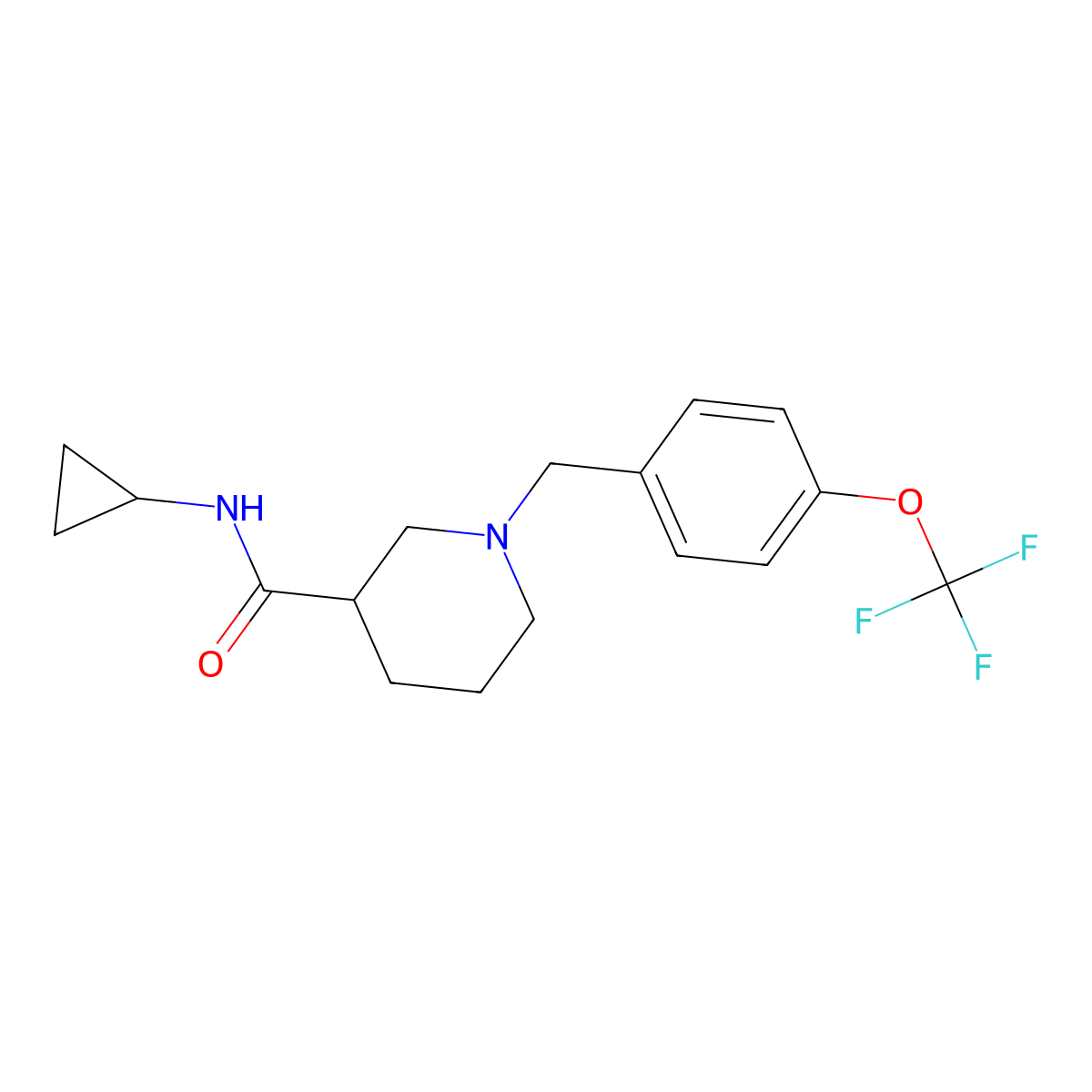 N-cyclopropyl-1-{[4-(trifluoromethoxy)phenyl]methyl}piperidine-3-carboxamide molecular structure, CAS 2877629-56-4