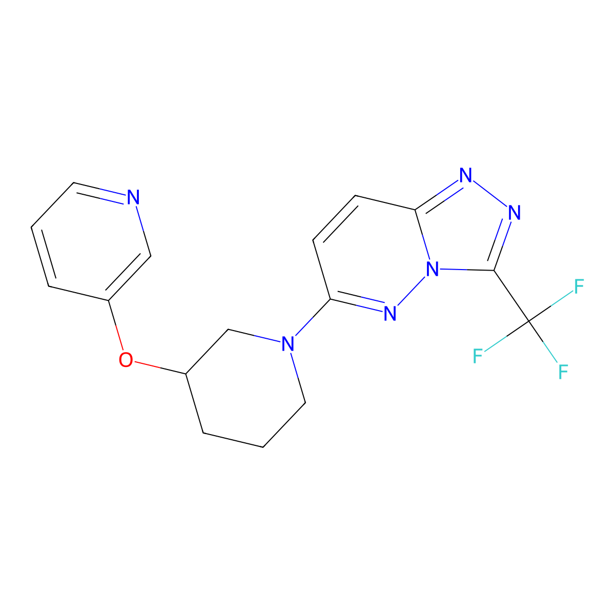 3-({1-[3-(Trifluoromethyl)-[1,2,4]triazolo[4,3-b]pyridazin-6-yl]piperidin-3-yl}oxy)pyridine molecular structure, CAS 2877629-60-0