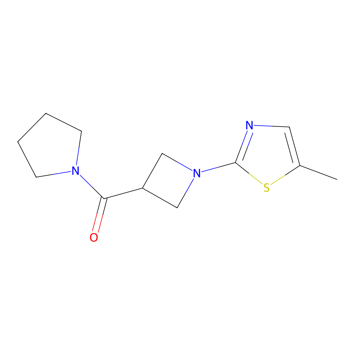 5-Methyl-2-[3-(pyrrolidine-1-carbonyl)azetidin-1-yl]-1,3-thiazole molecular structure, CAS 2877629-64-4