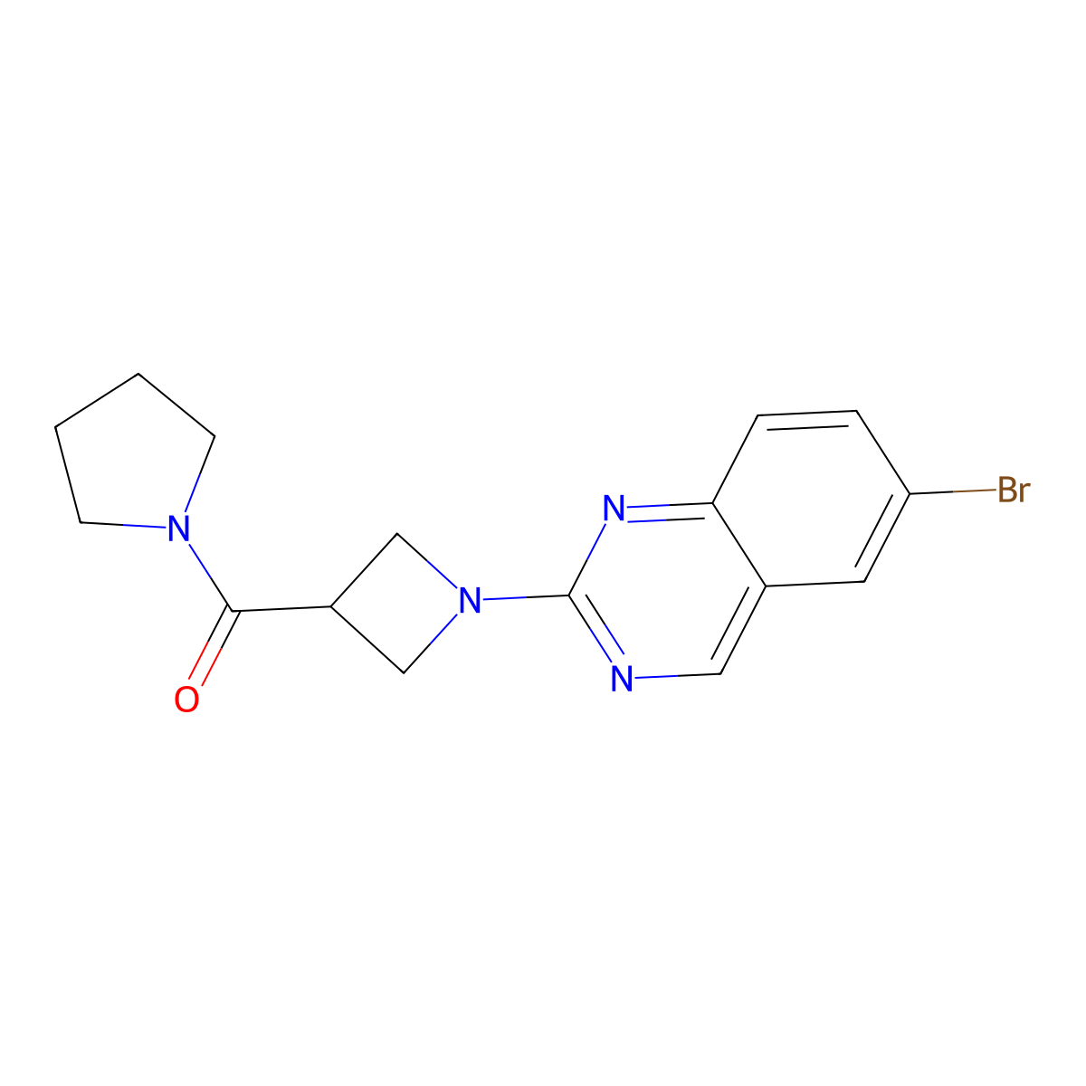 6-Bromo-2-[3-(pyrrolidine-1-carbonyl)azetidin-1-yl]quinazoline molecular structure, CAS 2877629-68-8