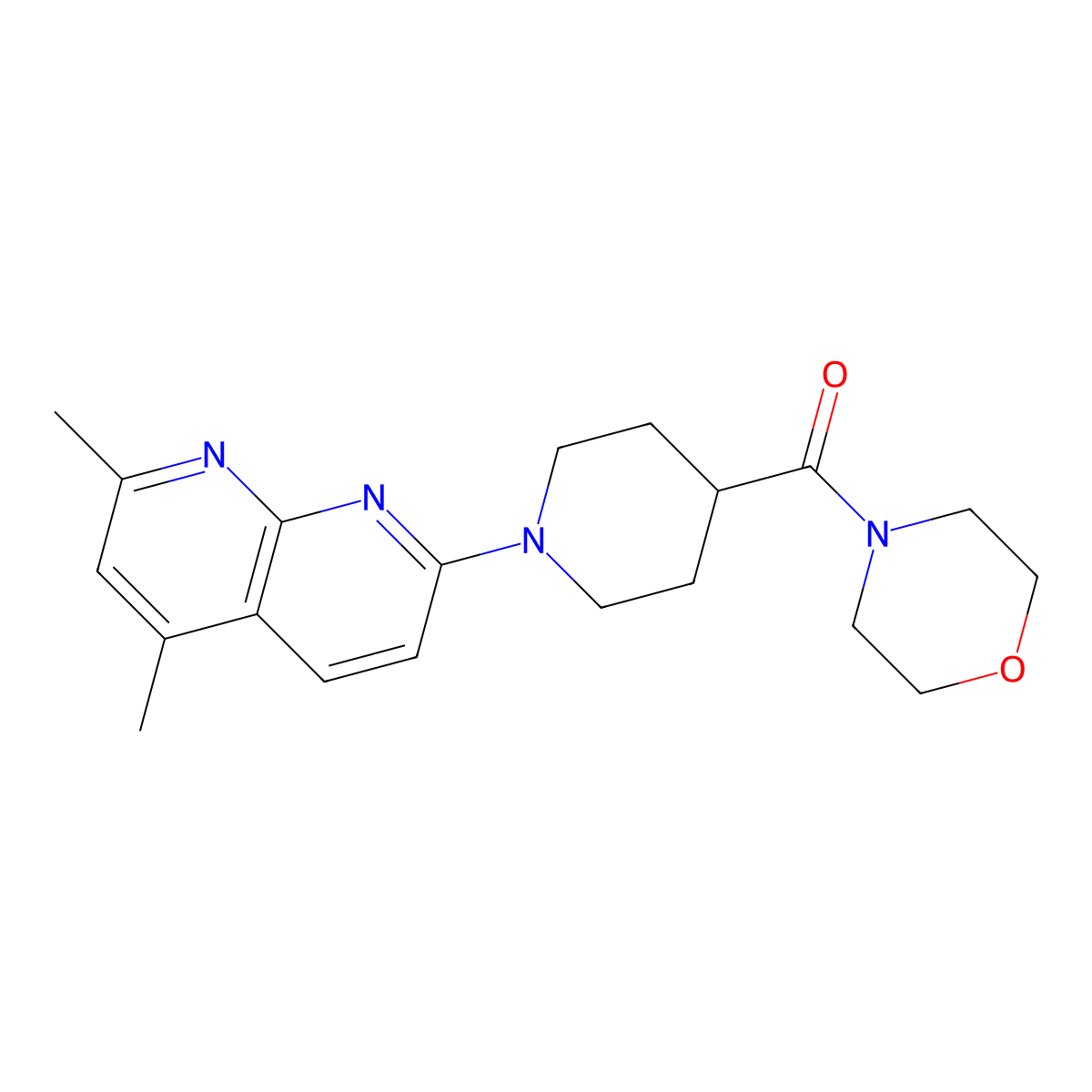 2,4-Dimethyl-7-[4-(morpholine-4-carbonyl)piperidin-1-yl]-1,8-naphthyridine molecular structure, CAS 2877629-72-4