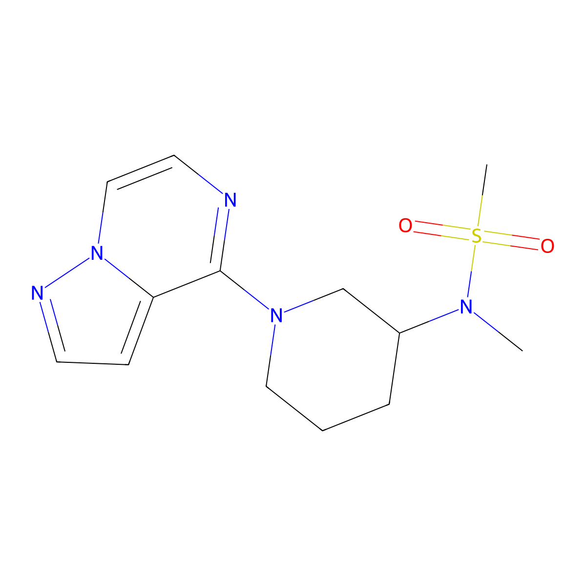 N-methyl-N-(1-{pyrazolo[1,5-a]pyrazin-4-yl}piperidin-3-yl)methanesulfonamide molecular structure, CAS 2877629-74-6
