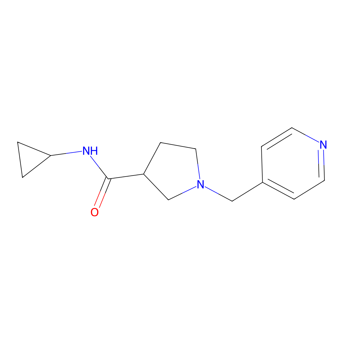 N-cyclopropyl-1-[(pyridin-4-yl)methyl]pyrrolidine-3-carboxamide molecular structure, CAS 2877629-83-7