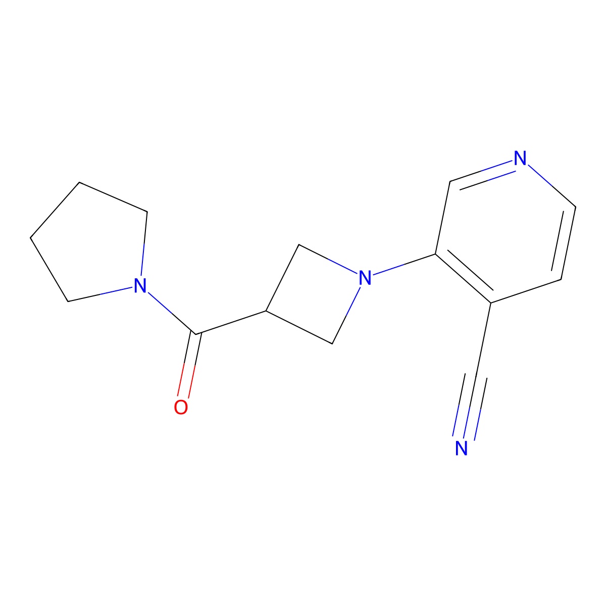 3-[3-(Pyrrolidine-1-carbonyl)azetidin-1-yl]pyridine-4-carbonitrile molecular structure, CAS 2877629-84-8