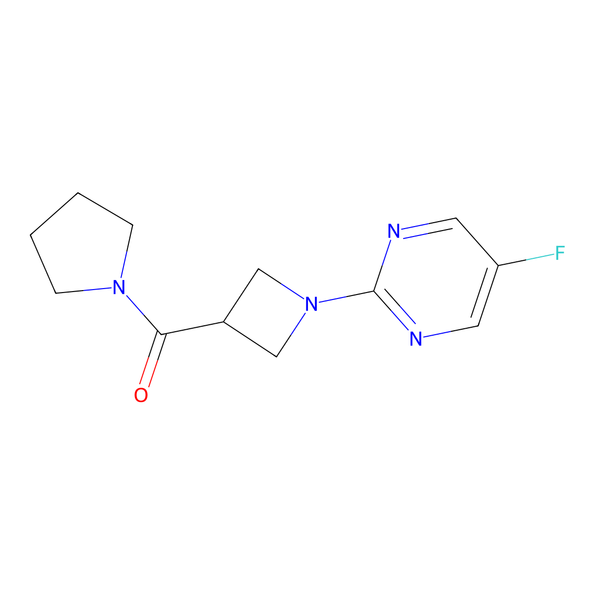 5-Fluoro-2-[3-(pyrrolidine-1-carbonyl)azetidin-1-yl]pyrimidine molecular structure, CAS 2877629-85-9