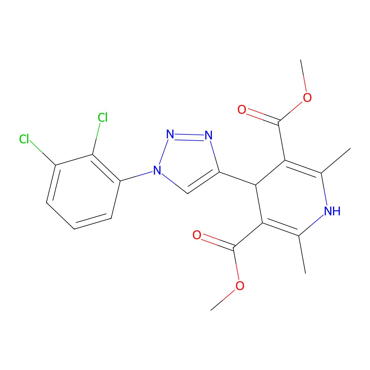3,5-dimethyl 4-[1-(2,3-dichlorophenyl)-1H-1,2,3-triazol-4-yl]-2,6-dimethyl-1,4-dihydropyridine-3,5-dicarboxylate molecular structure, CAS 2877629-90-6