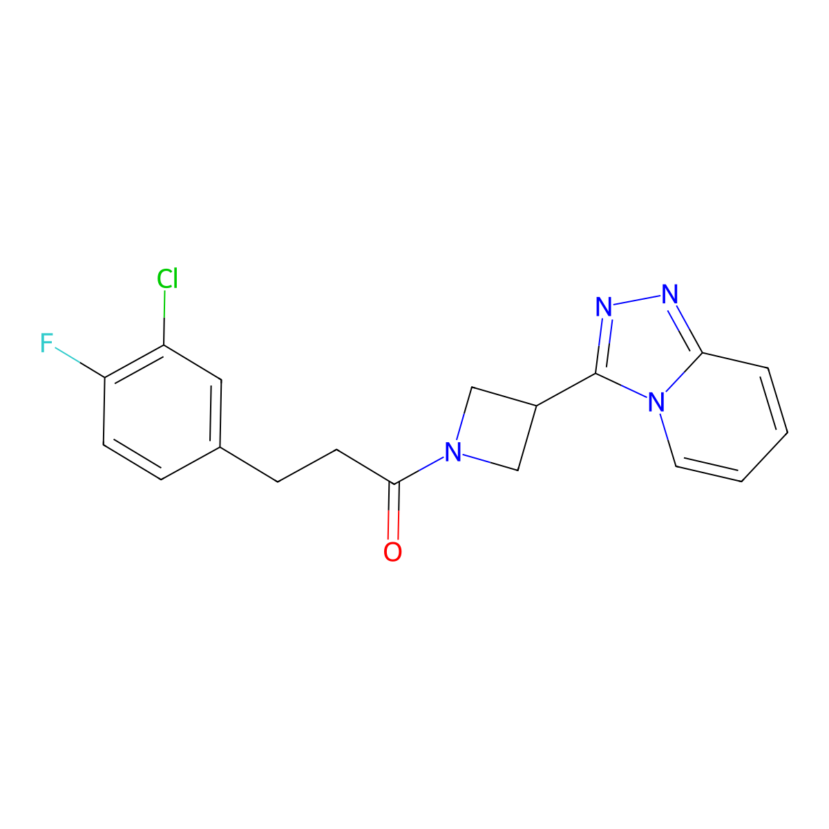 3-(3-Chloro-4-fluorophenyl)-1-(3-{[1,2,4]triazolo[4,3-a]pyridin-3-yl}azetidin-1-yl)propan-1-one molecular structure, CAS 2877629-94-0