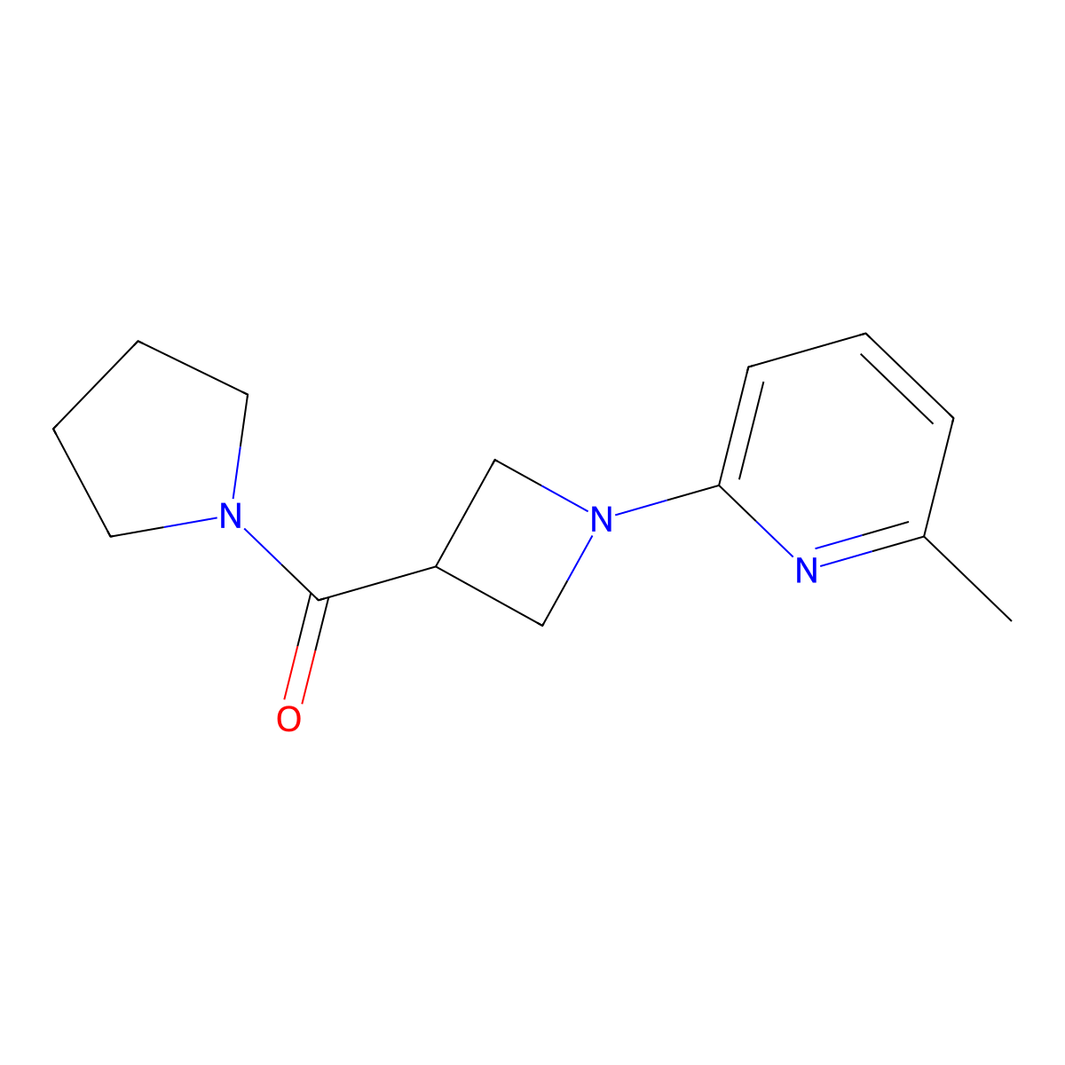 2-Methyl-6-[3-(pyrrolidine-1-carbonyl)azetidin-1-yl]pyridine molecular structure, CAS 2877630-07-2