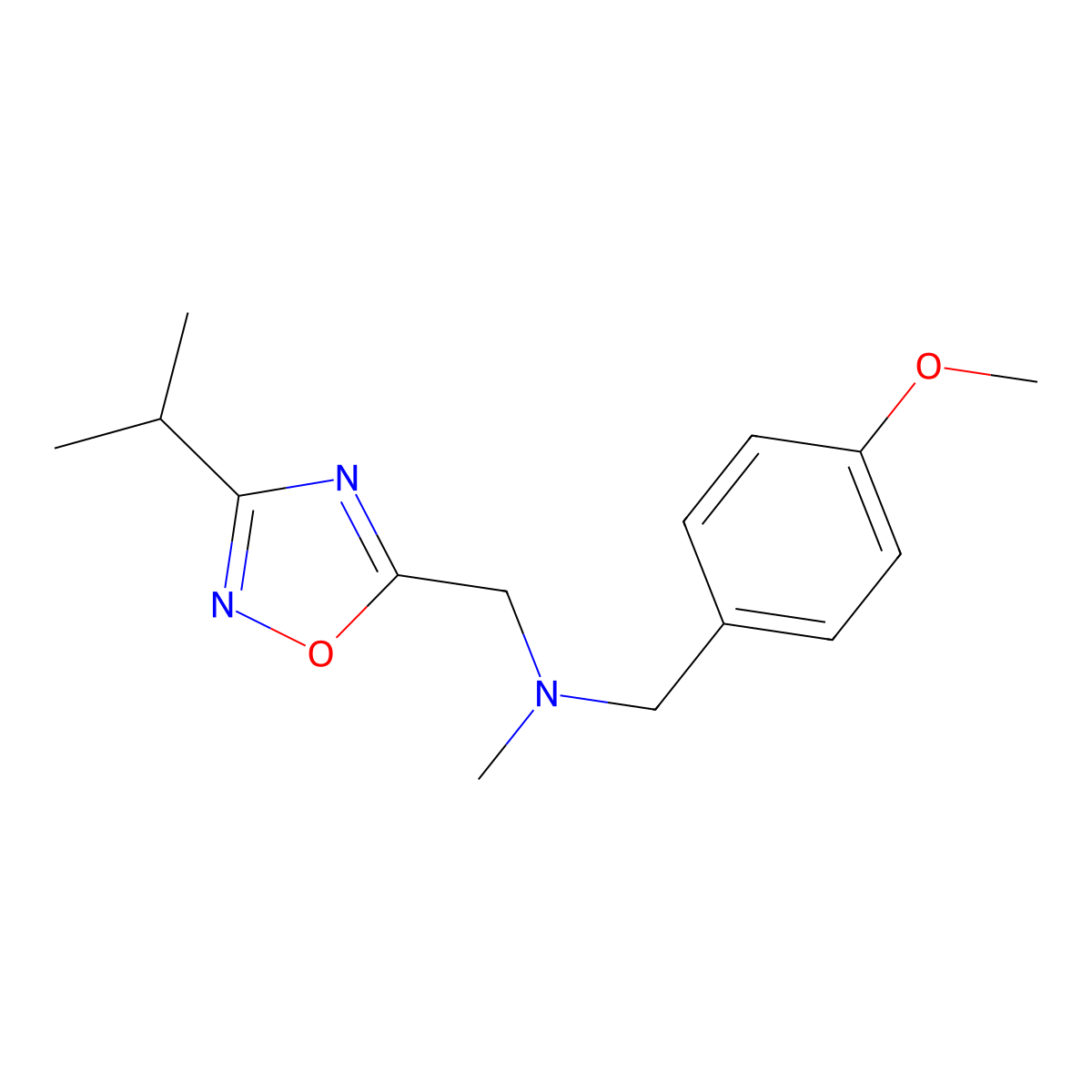 [(4-Methoxyphenyl)methyl](methyl){[3-(propan-2-yl)-1,2,4-oxadiazol-5-yl]methyl}amine molecular structure, CAS 2877630-09-4