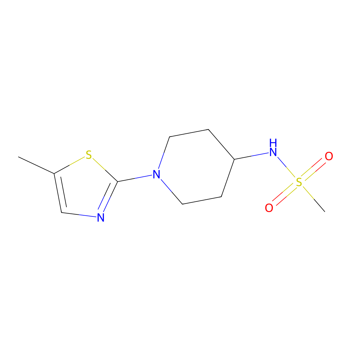 N-[1-(5-methyl-1,3-thiazol-2-yl)piperidin-4-yl]methanesulfonamide molecular structure, CAS 2877630-17-4