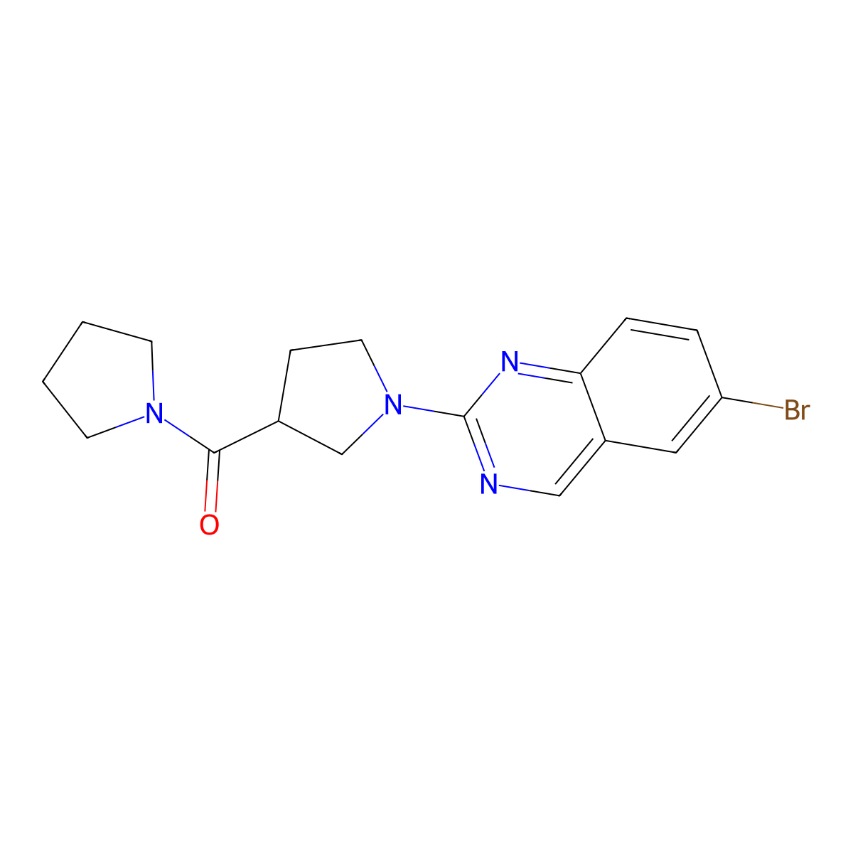 6-Bromo-2-[3-(pyrrolidine-1-carbonyl)pyrrolidin-1-yl]quinazoline molecular structure, CAS 2877630-19-6