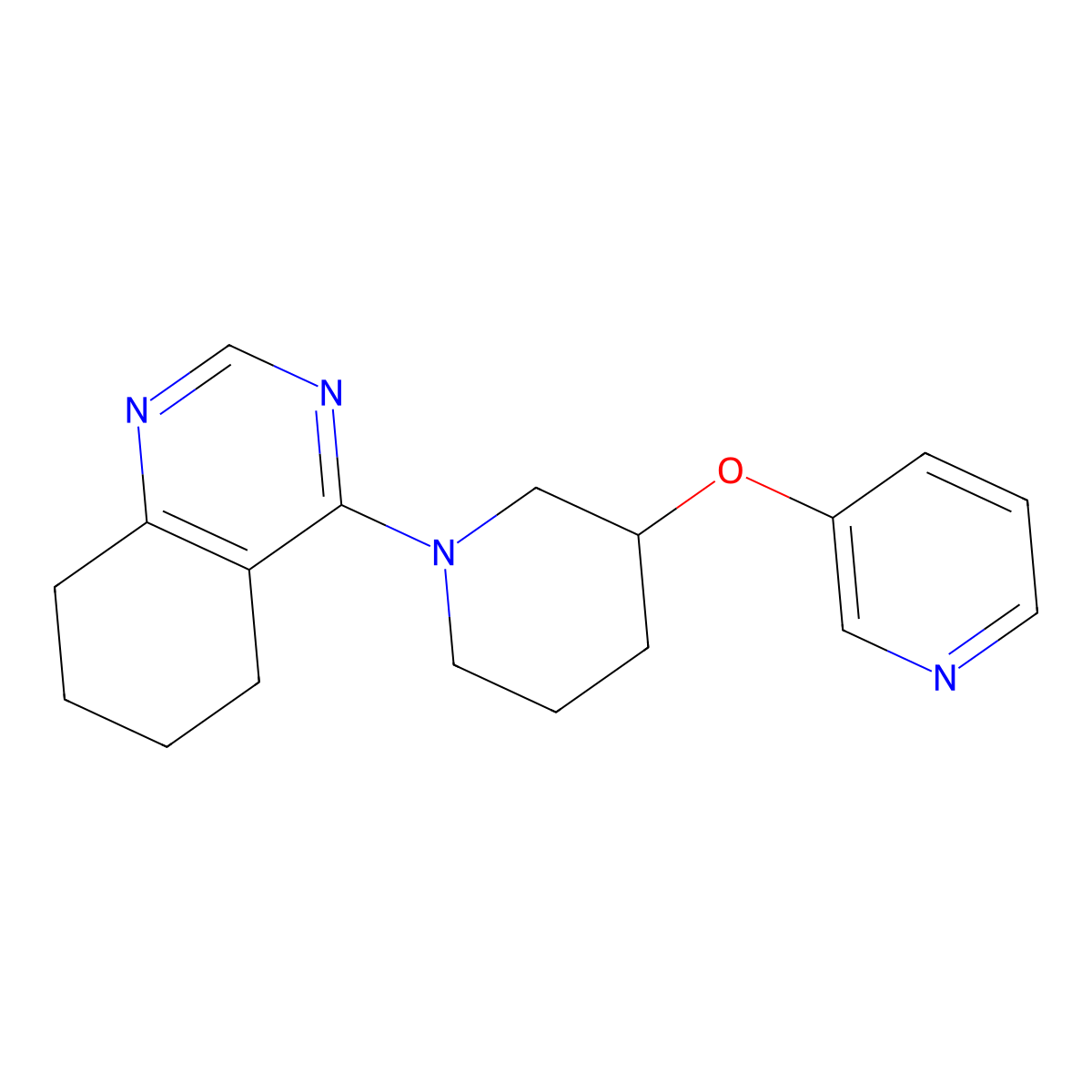 4-[3-(Pyridin-3-yloxy)piperidin-1-yl]-5,6,7,8-tetrahydroquinazoline molecular structure, CAS 2877630-31-2