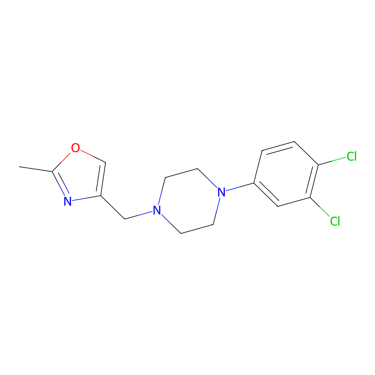 1-(3,4-Dichlorophenyl)-4-[(2-methyl-1,3-oxazol-4-yl)methyl]piperazine molecular structure, CAS 2877630-33-4