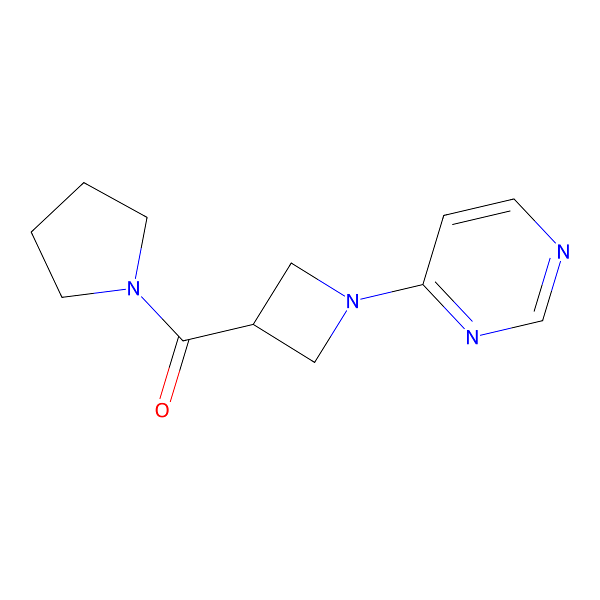 4-[3-(Pyrrolidine-1-carbonyl)azetidin-1-yl]pyrimidine molecular structure, CAS 2877630-39-0