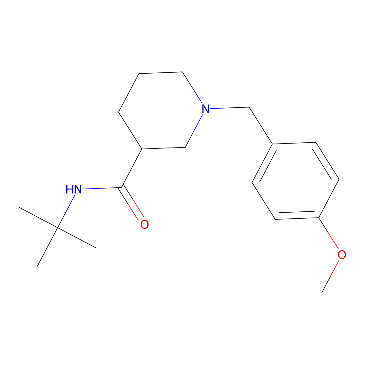 N-tert-butyl-1-[(4-methoxyphenyl)methyl]piperidine-3-carboxamide molecular structure, CAS 2877630-54-9