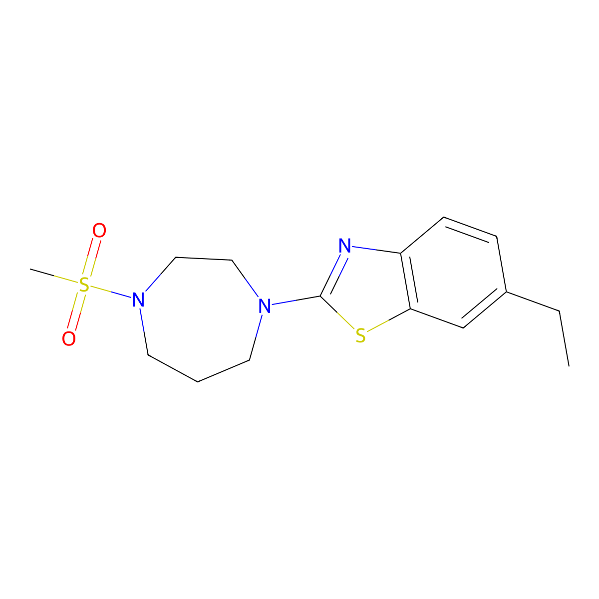 6-Ethyl-2-(4-methanesulfonyl-1,4-diazepan-1-yl)-1,3-benzothiazole molecular structure, CAS 2877630-62-9