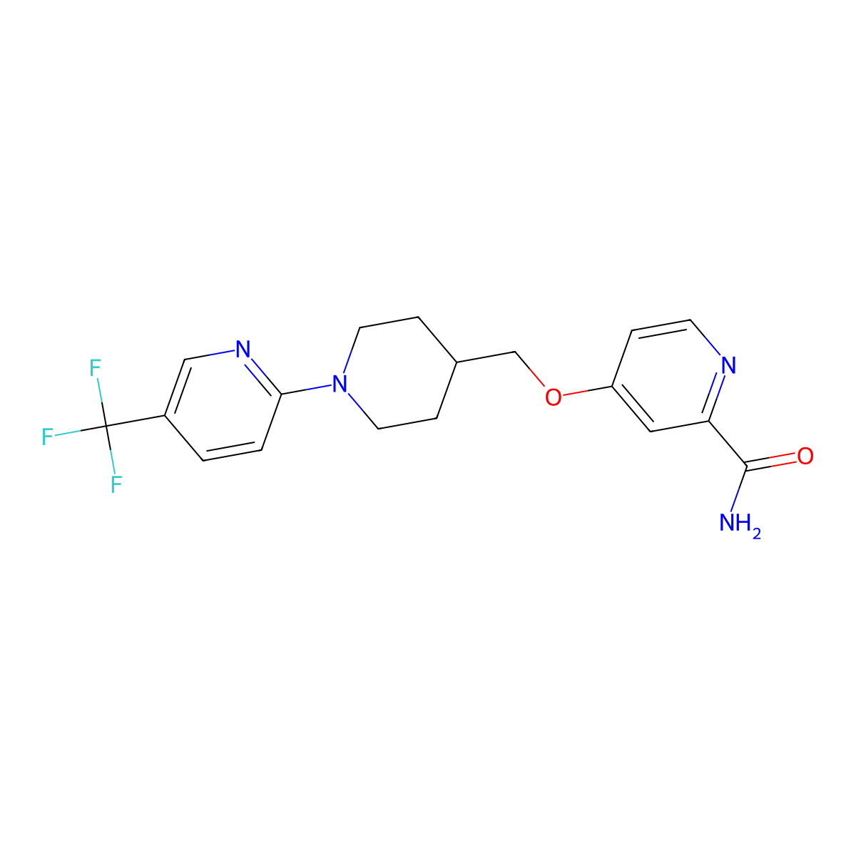 4-({1-[5-(Trifluoromethyl)pyridin-2-yl]piperidin-4-yl}methoxy)pyridine-2-carboxamide molecular structure, CAS 2877630-65-2