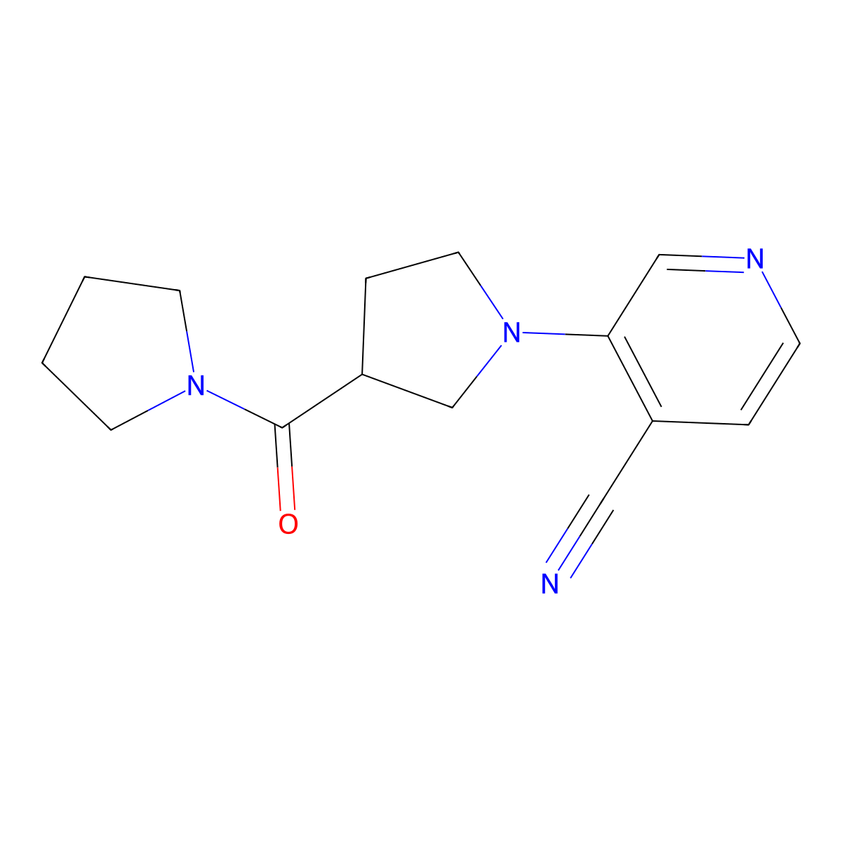 3-[3-(Pyrrolidine-1-carbonyl)pyrrolidin-1-yl]pyridine-4-carbonitrile molecular structure, CAS 2877630-69-6