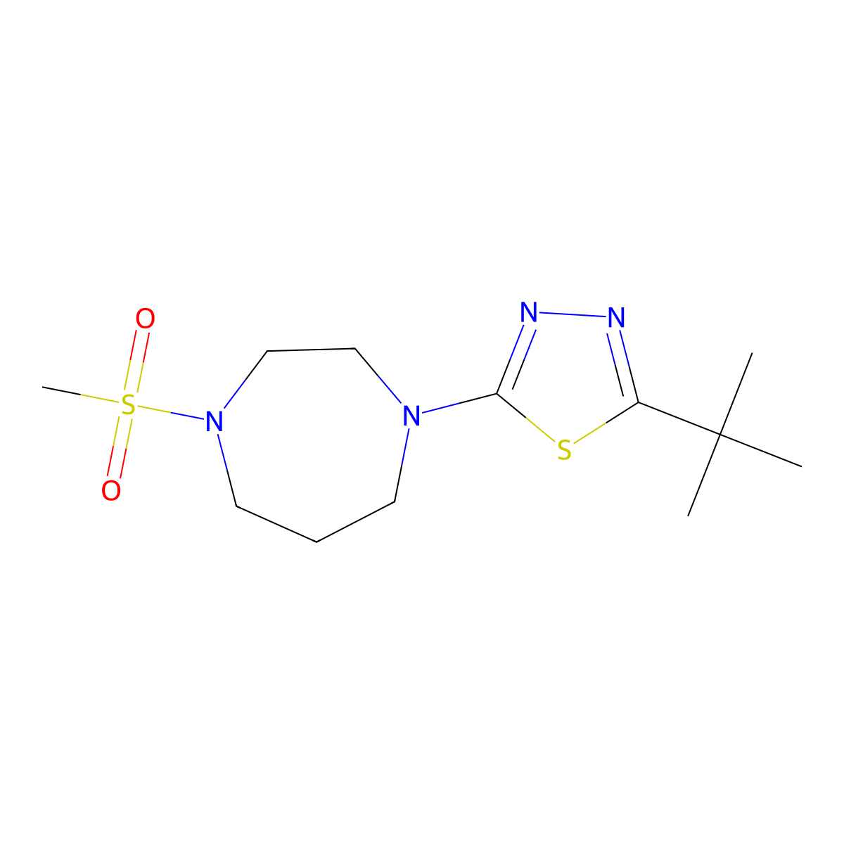 1-(5-Tert-butyl-1,3,4-thiadiazol-2-yl)-4-methanesulfonyl-1,4-diazepane molecular structure, CAS 2877630-72-1