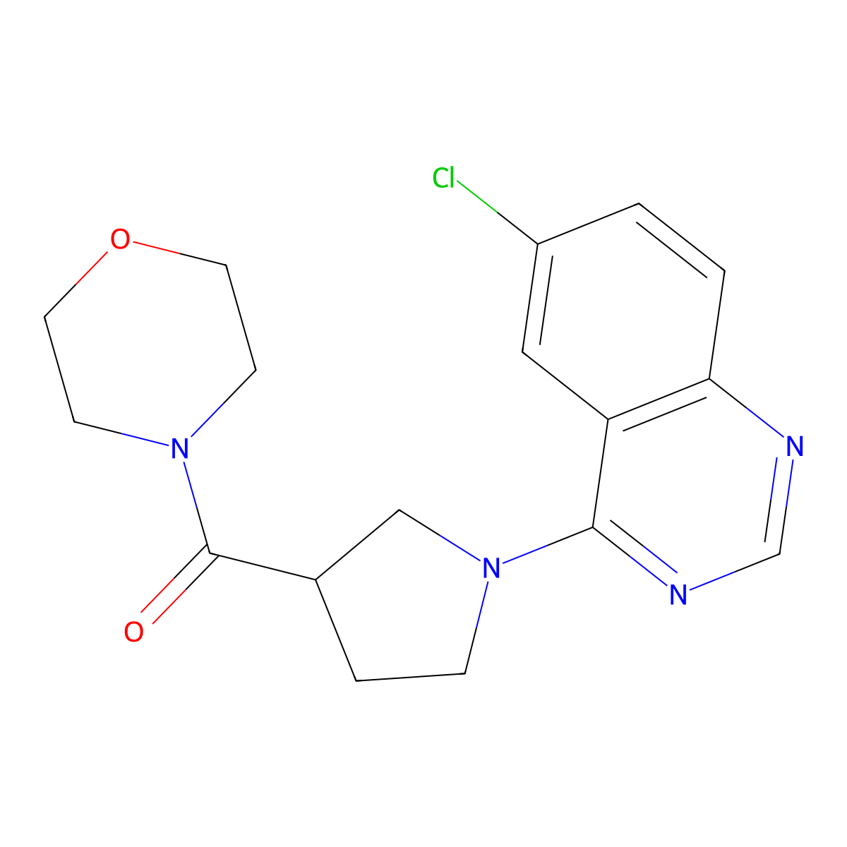6-Chloro-4-[3-(morpholine-4-carbonyl)pyrrolidin-1-yl]quinazoline molecular structure, CAS 2877630-73-2