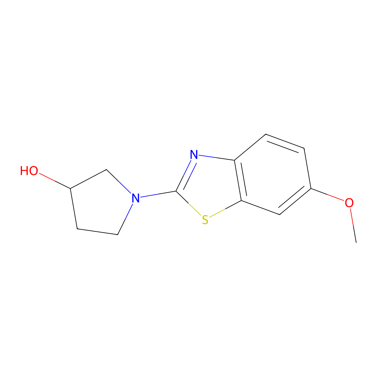 1-(6-Methoxy-1,3-benzothiazol-2-yl)pyrrolidin-3-ol molecular structure, CAS 2877630-75-4