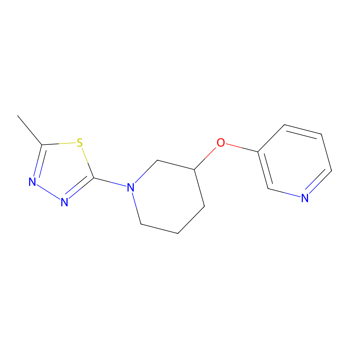 3-{[1-(5-Methyl-1,3,4-thiadiazol-2-yl)piperidin-3-yl]oxy}pyridine molecular structure, CAS 2877630-76-5