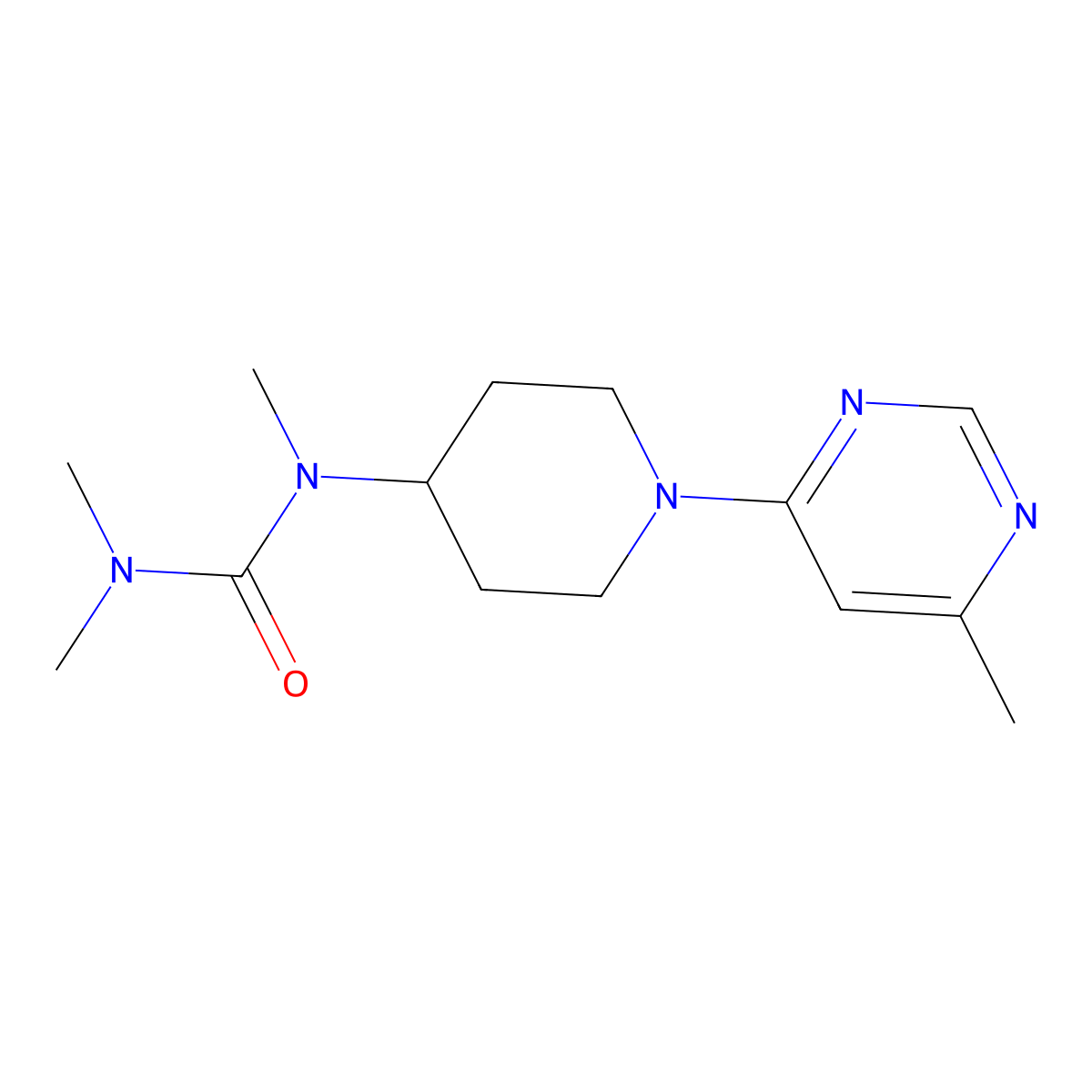 1,3,3-Trimethyl-1-[1-(6-methylpyrimidin-4-yl)piperidin-4-yl]urea molecular structure, CAS 2877630-78-7