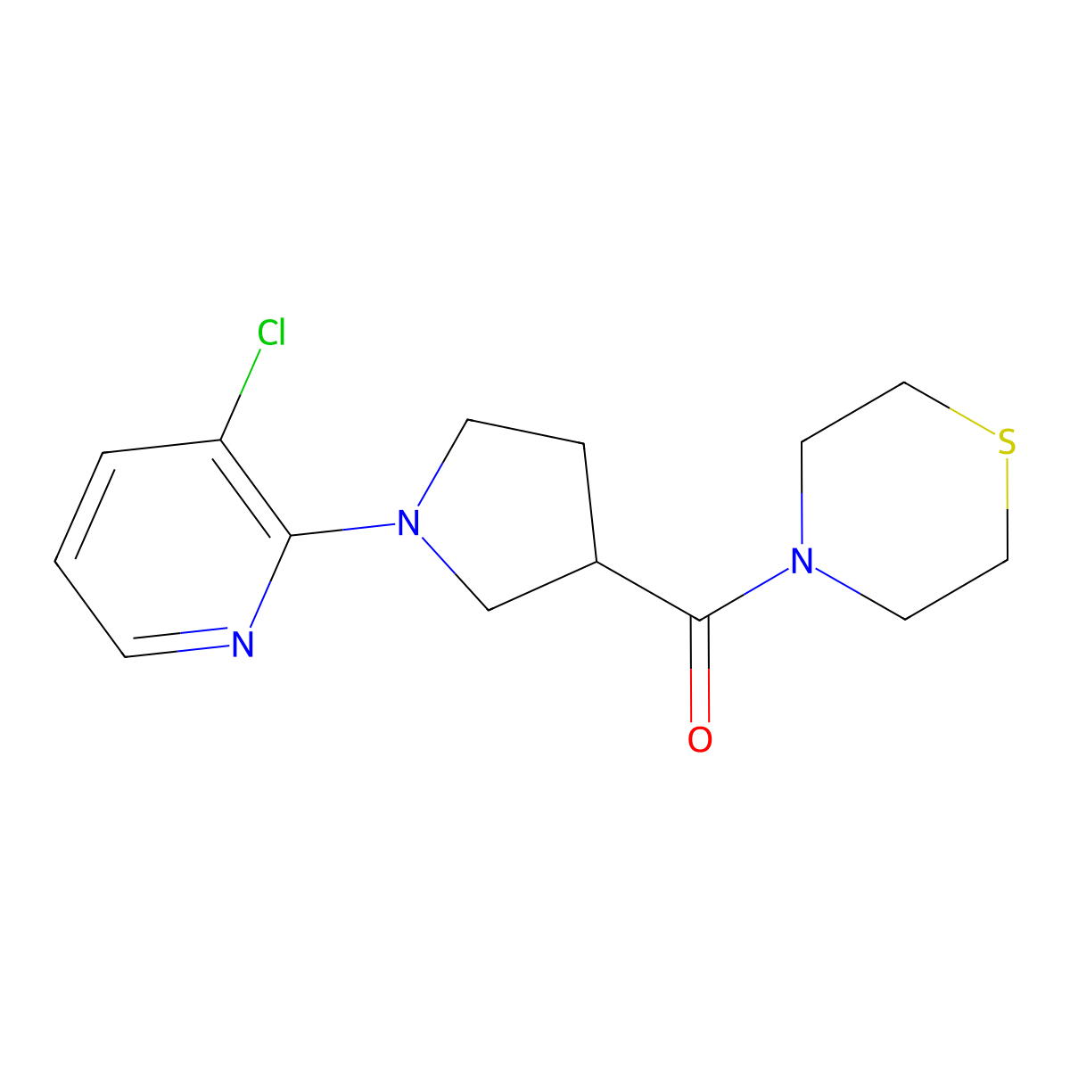 4-[1-(3-Chloropyridin-2-yl)pyrrolidine-3-carbonyl]thiomorpholine molecular structure, CAS 2877630-79-8