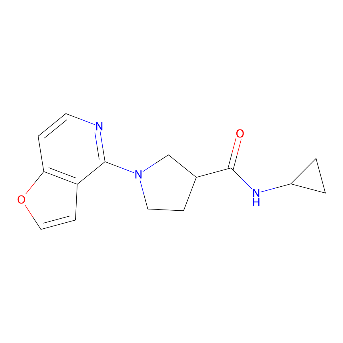N-cyclopropyl-1-{furo[3,2-c]pyridin-4-yl}pyrrolidine-3-carboxamide molecular structure, CAS 2877630-83-4