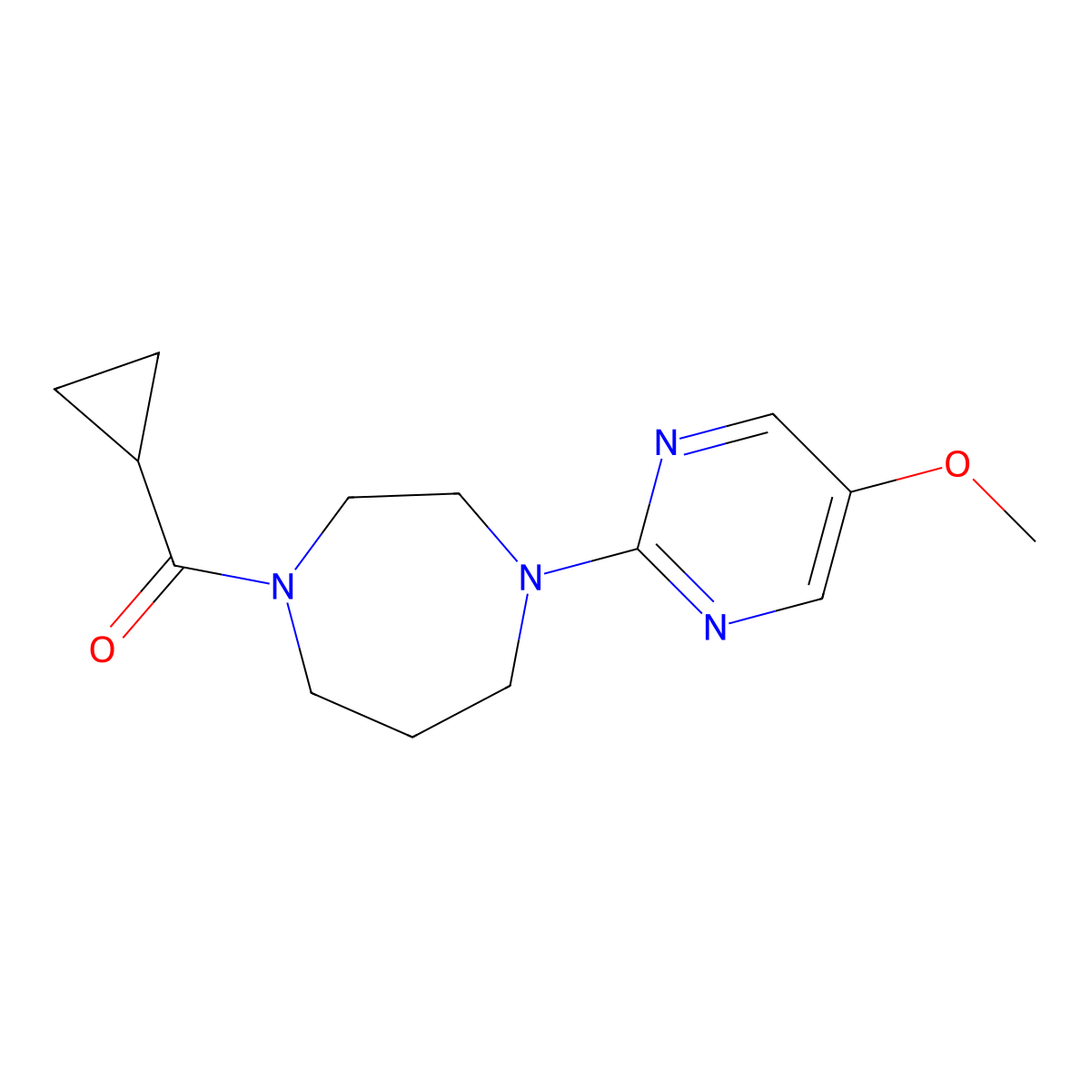 1-Cyclopropanecarbonyl-4-(5-methoxypyrimidin-2-yl)-1,4-diazepane molecular structure, CAS 2877630-87-8