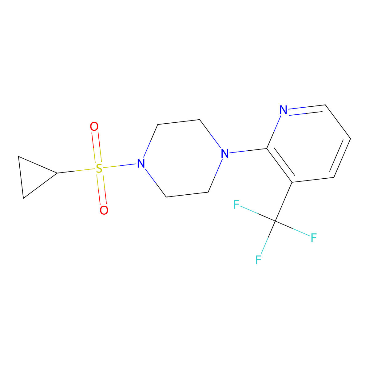 1-(Cyclopropanesulfonyl)-4-[3-(trifluoromethyl)pyridin-2-yl]piperazine molecular structure, CAS 2877630-88-9